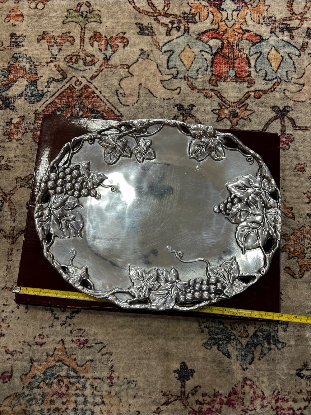 Arthur Court Silver Grape & Vine Decorative Tray 18.5 inches